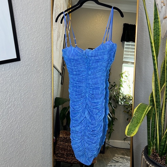 House of CB ‘Ella’ Sky Blue Organza Ruched Mesh Mini Dress ASO Euphoria NWOT - Picture 9 of 10